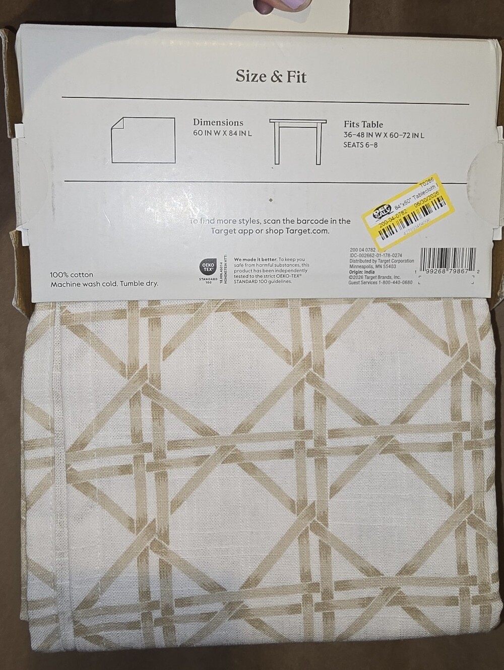 Threshold 84"x60" Rectangular Tablecloth - Picture 3 of 4